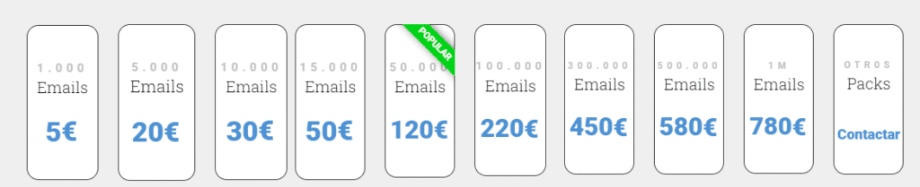 precios verificar emails