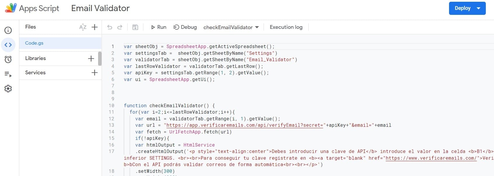 como verificar correos electrónicos con Google Sheets