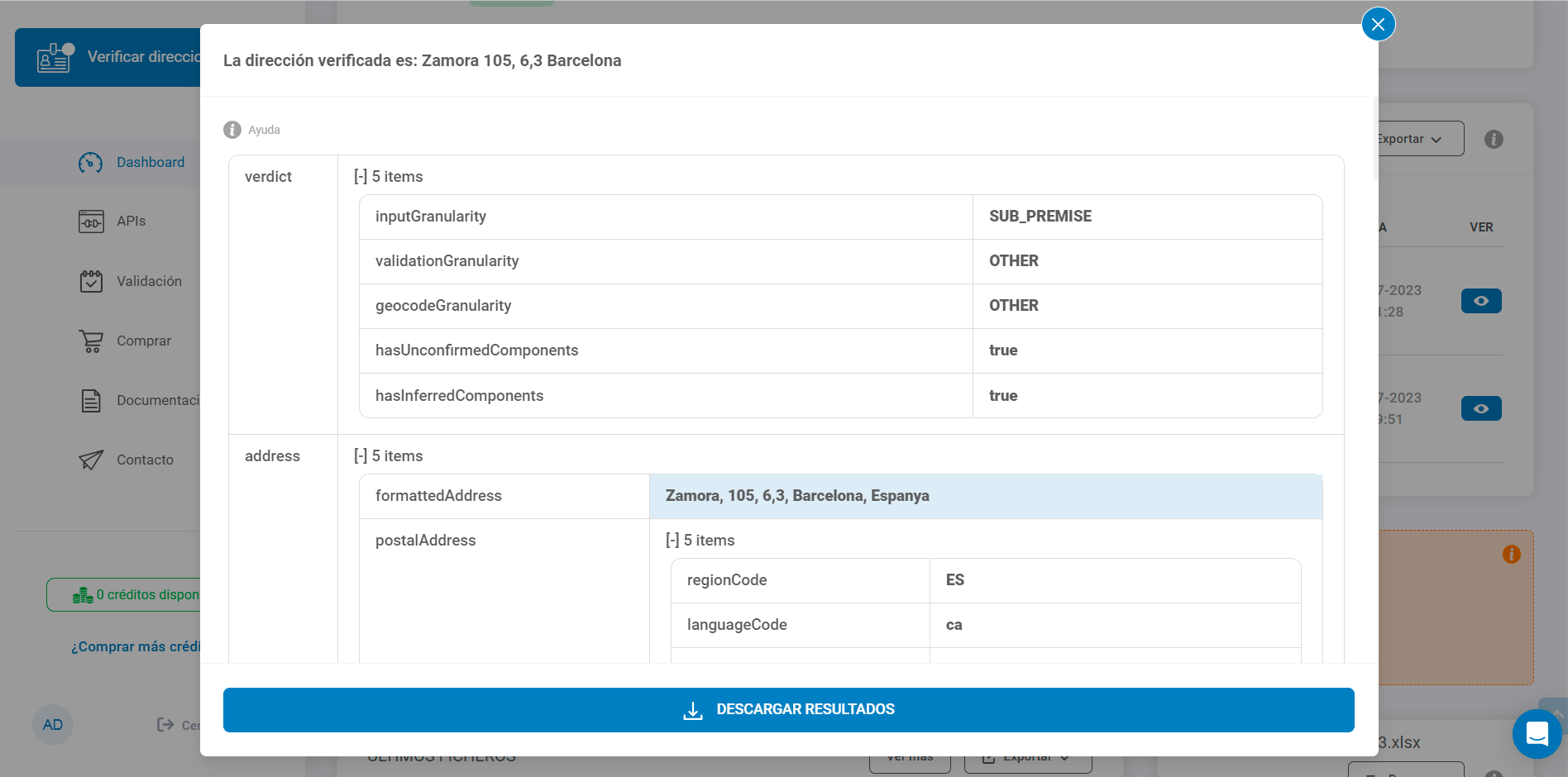 Verificar endereços postais individuais