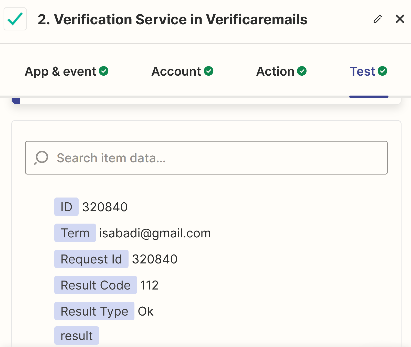 Verify email address verification response with Verificaremails