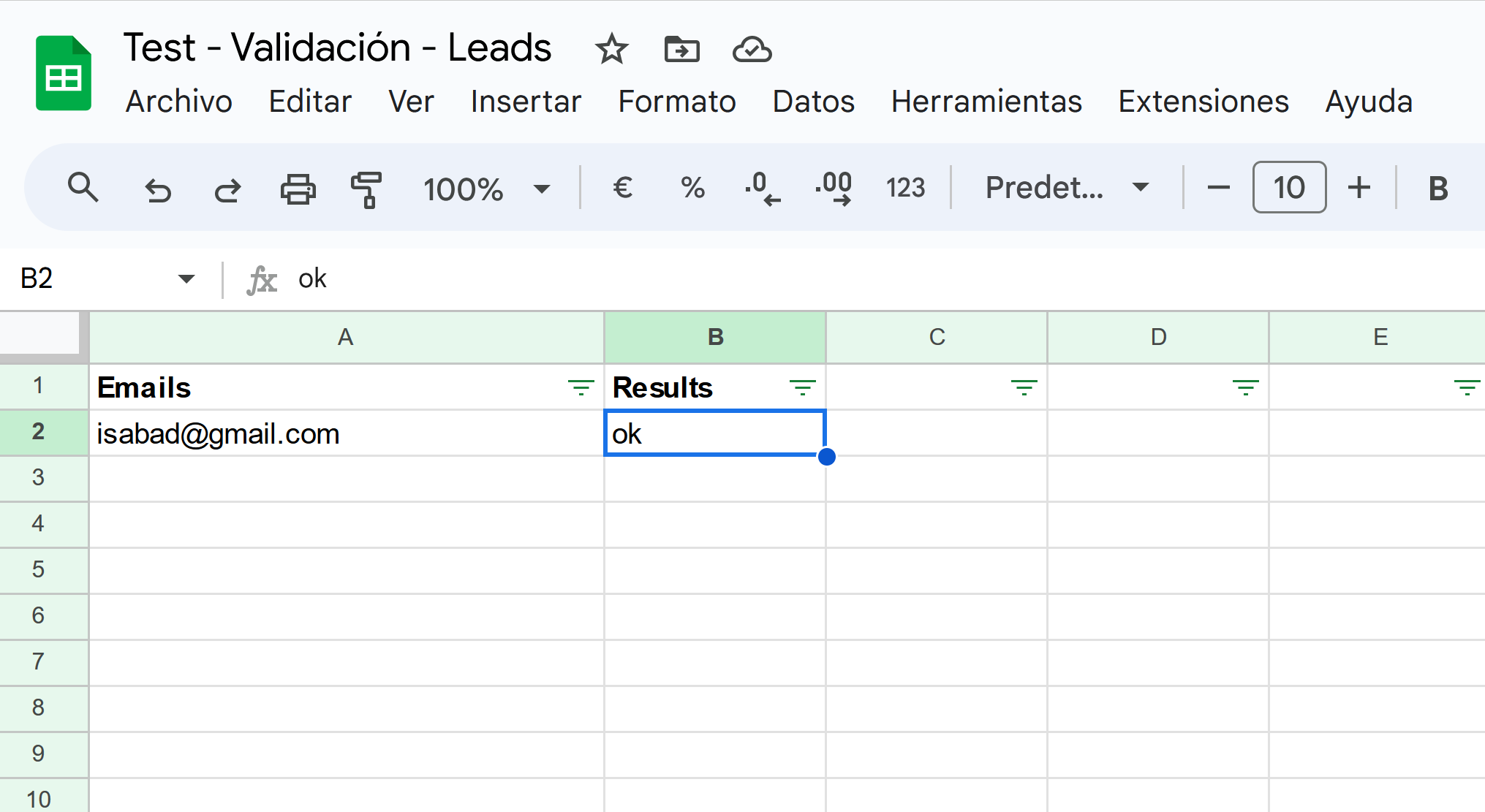 Verificação de teste