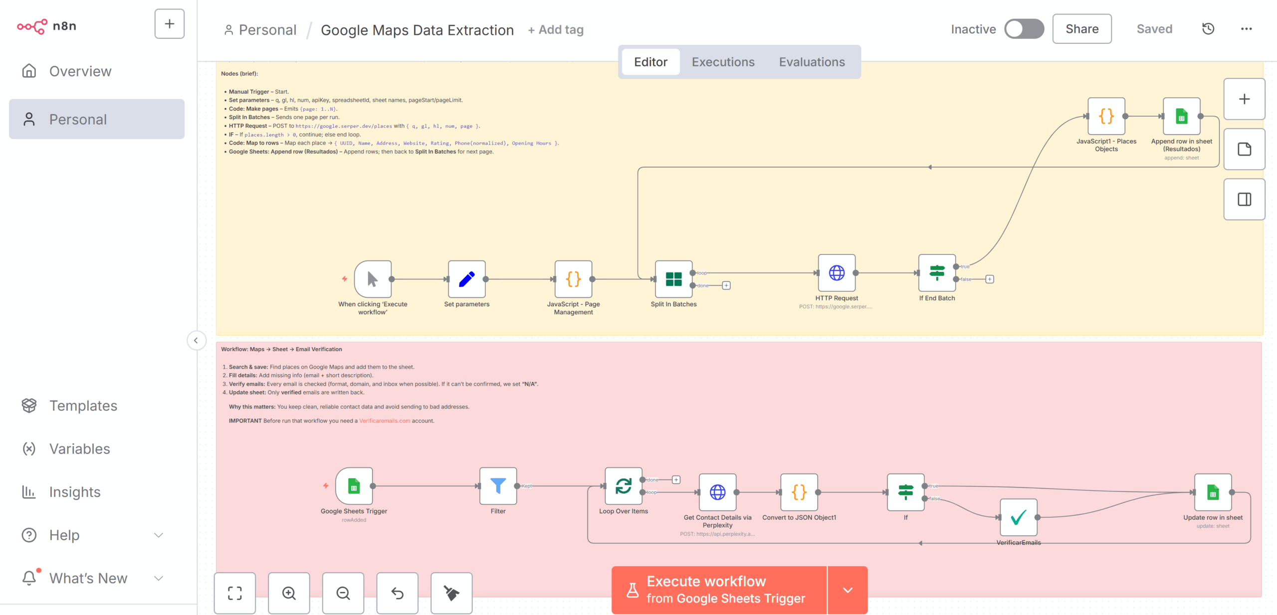 Workflow with n8n node